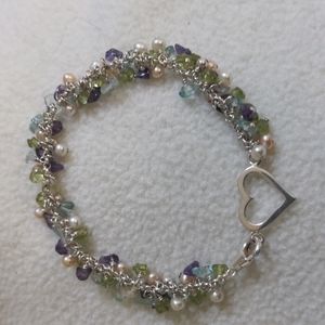 Beautiful silver semi precious beaded bracelet